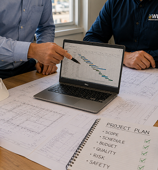 Project managers reviewing plans